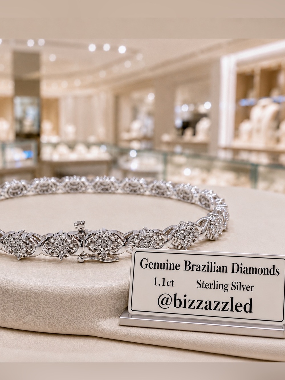 1.1ct Genuine Diamond Tennis Bracelet 7.5" 14k white Gold Electroplated on 925